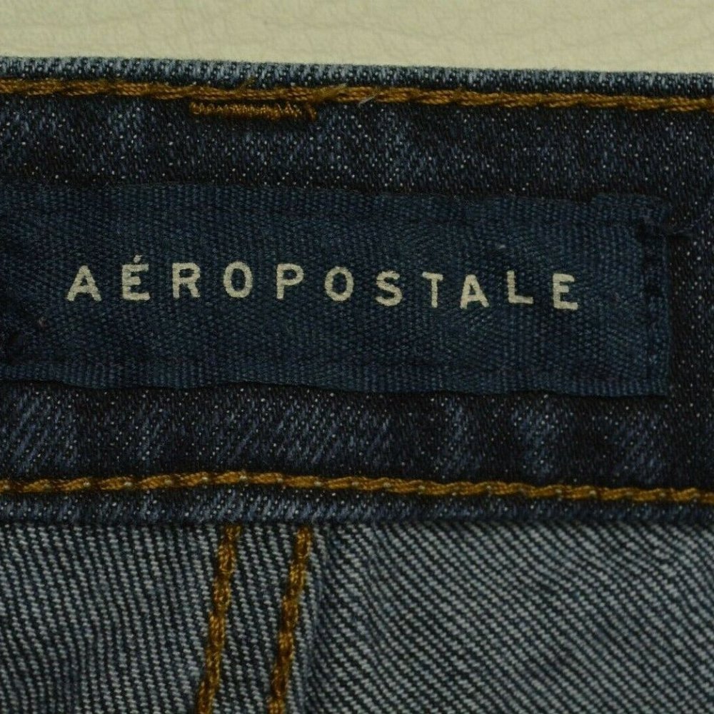 AEROPOSTALE Size 28 x 32‎ Mens SKINNY Leg LOW Rise DARK Wash Denim BLUE JEANS - Picture 4 of 10